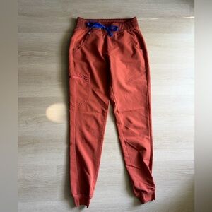 Figs Burnt Orange terracotta Zamora Jogger scrub pants.